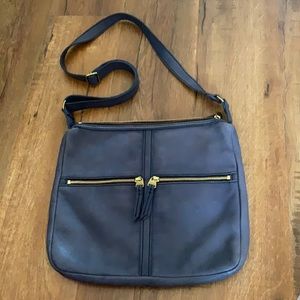 Fossil Blue Leather Crossbody